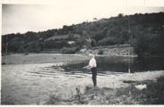 My mum, the ace fly fisher. This on the River Severn at a tiny village called From, just south of Welshpool in what was then Montgomeryshire.